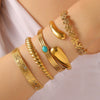 Stainless Steel Geometric Electroplated Wide Face Spring Open Bracelet