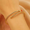 Stainless Steel Geometric Electroplated Wide Face Spring Open Bracelet