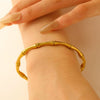 Stainless Steel Geometric Electroplated Wide Face Spring Open Bracelet