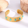 Stainless Steel Geometric Electroplated Wide Face Spring Open Bracelet