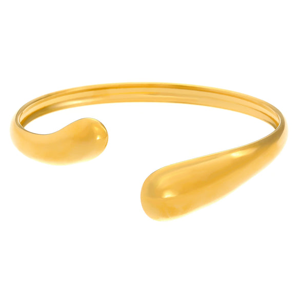 Stainless Steel Geometric Electroplated Wide Face Spring Open Bracelet