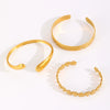 Stainless Steel Geometric Electroplated Wide Face Spring Open Bracelet