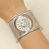 Stainless Steel Geometric Electroplated Wide Face Spring Open Bracelet