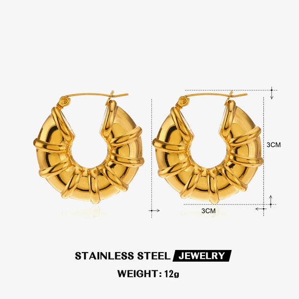 Stainless Steel Geometric Electroplated Women's Earrings Highend Retro Light Luxury Style