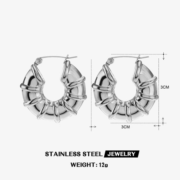 Stainless Steel Geometric Electroplated Women's Earrings Highend Retro Light Luxury Style