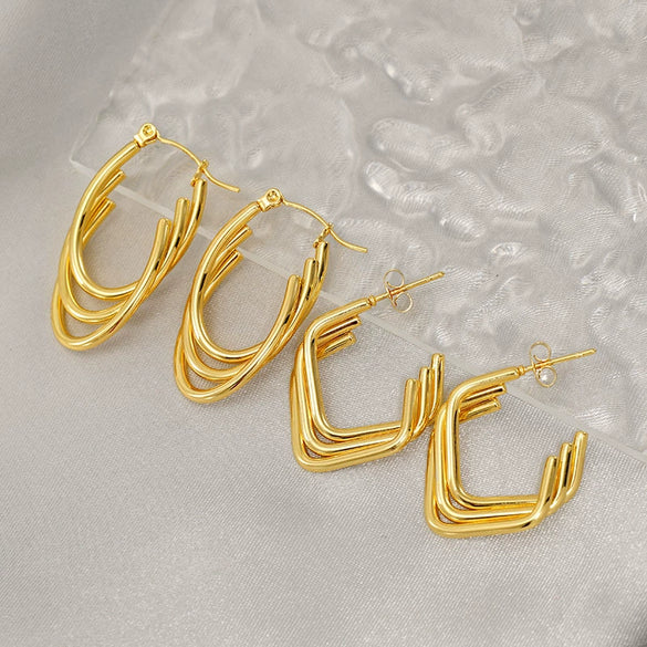 Stainless Steel Geometric Electroplated Women's Earrings Trendy Jewelry