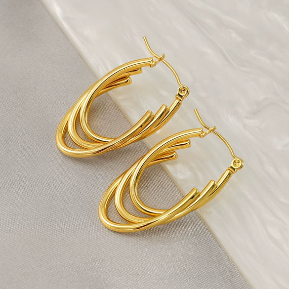 Stainless Steel Geometric Electroplated Women's Earrings Trendy Jewelry