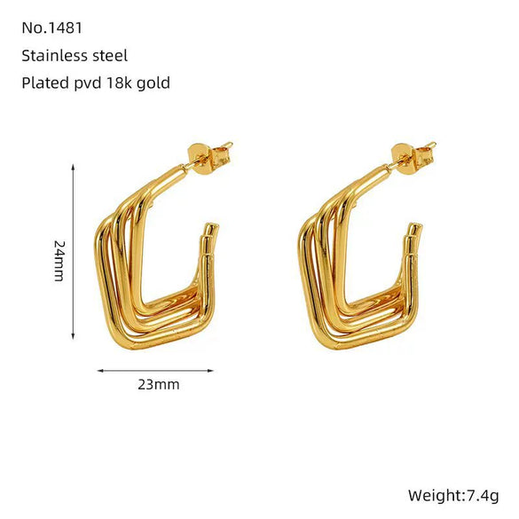 Stainless Steel Geometric Electroplated Women's Earrings Trendy Jewelry