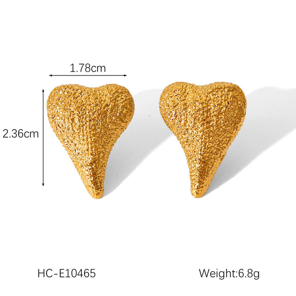 Stainless Steel Geometric Electroplated Women's Earrings With Heart And Drop Shape Pendant