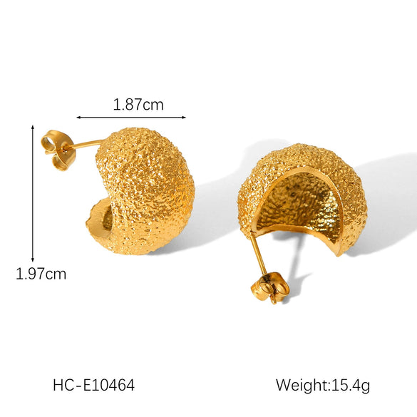Stainless Steel Geometric Electroplated Women's Earrings With Heart And Drop Shape Pendant