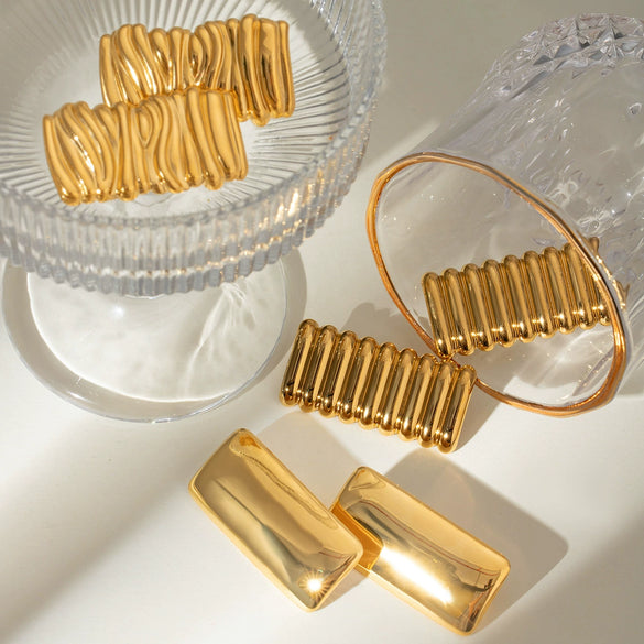 Stainless Steel Geometric Electroplated Women's Earrings