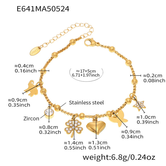 Stainless Steel Geometric Electroplated Women's Fashion Jewelry Bracelet Anklet Combination