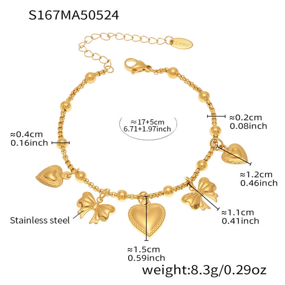 Stainless Steel Geometric Electroplated Women's Fashion Jewelry Bracelet Anklet Combination