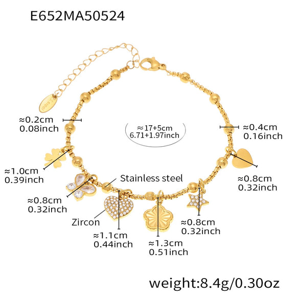 Stainless Steel Geometric Electroplated Women's Fashion Jewelry Bracelet Anklet Combination