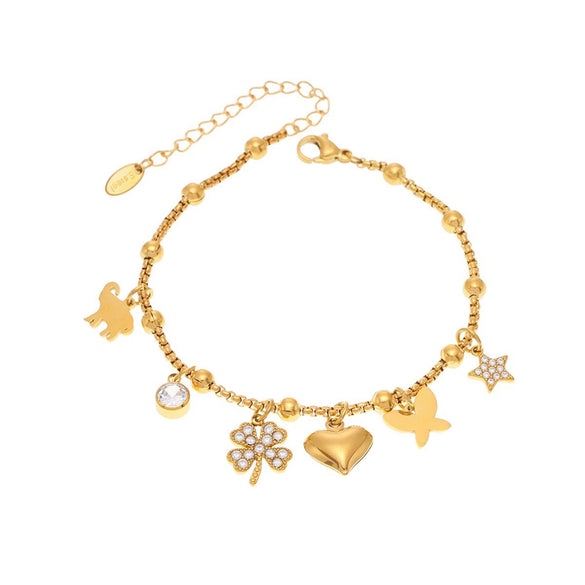 Stainless Steel Geometric Electroplated Women's Fashion Jewelry Bracelet Anklet Combination