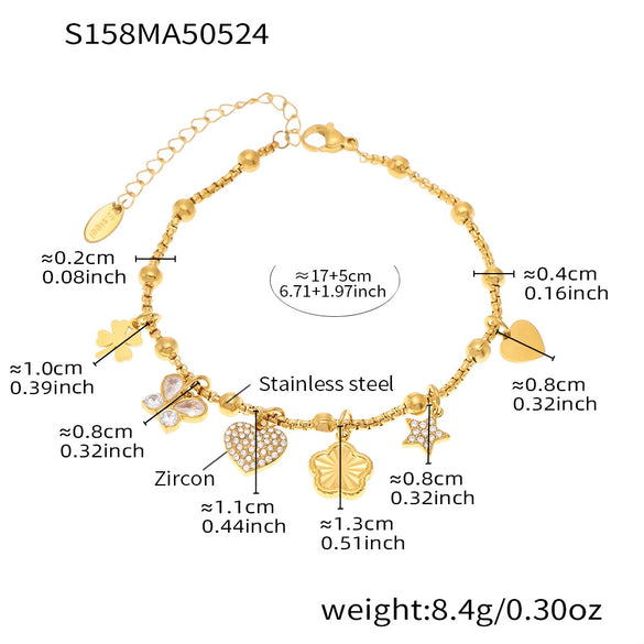 Stainless Steel Geometric Electroplated Women's Fashion Jewelry Bracelet Anklet Combination