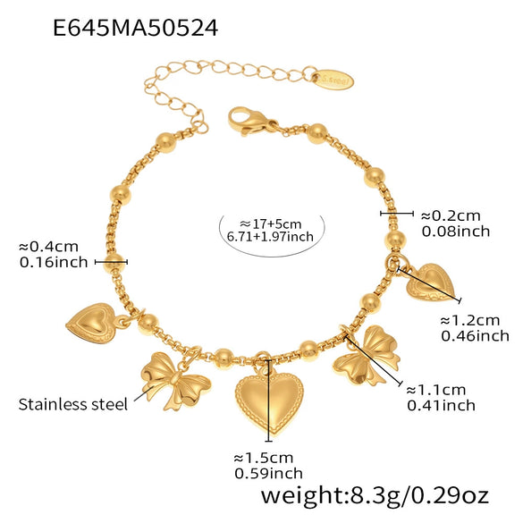 Stainless Steel Geometric Electroplated Women's Fashion Jewelry Bracelet Anklet Combination