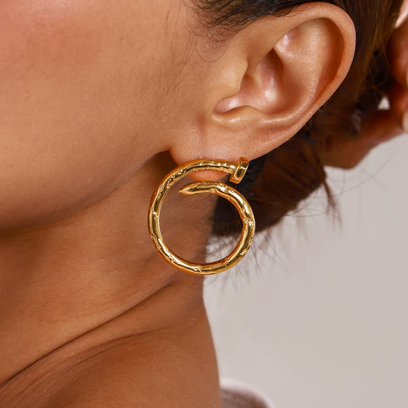 Stainless Steel Geometric Electroplated Women's Nail Earrings
