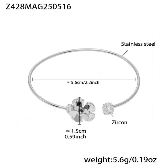 316L Stainless Steel Geometric Electroplating Starfish Flower Shell Open Thin Circle Bracelet Hand Jewelry