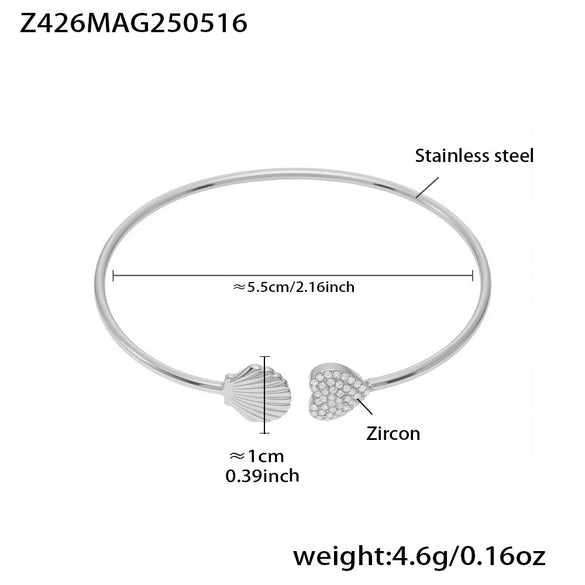 316L Stainless Steel Geometric Electroplating Starfish Flower Shell Open Thin Circle Bracelet Hand Jewelry