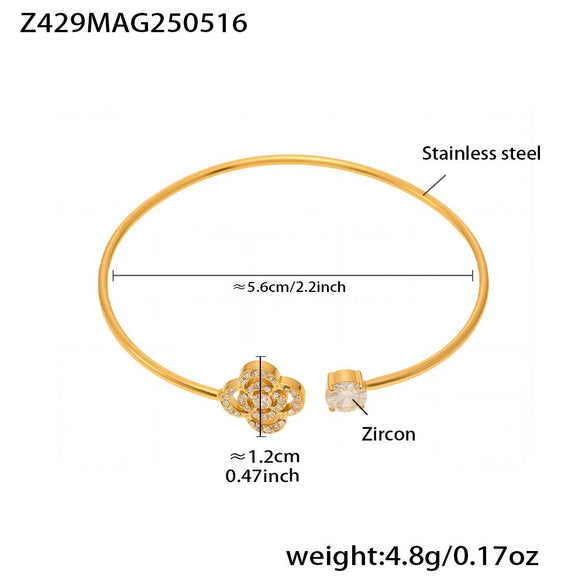 316L Stainless Steel Geometric Electroplating Starfish Flower Shell Open Thin Circle Bracelet Hand Jewelry