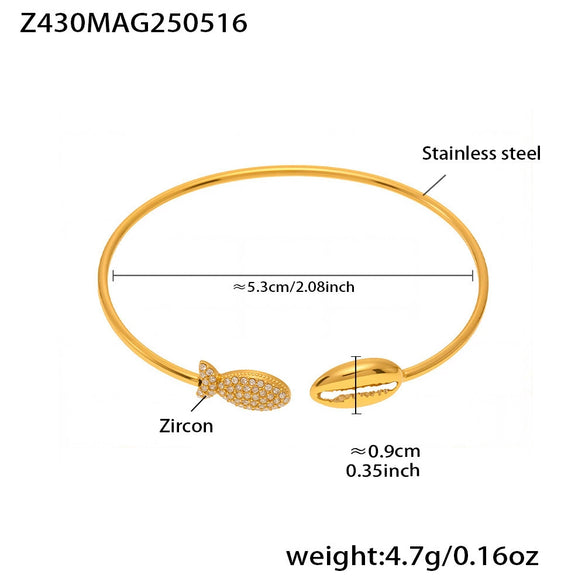 316L Stainless Steel Geometric Electroplating Starfish Flower Shell Open Thin Circle Bracelet Hand Jewelry