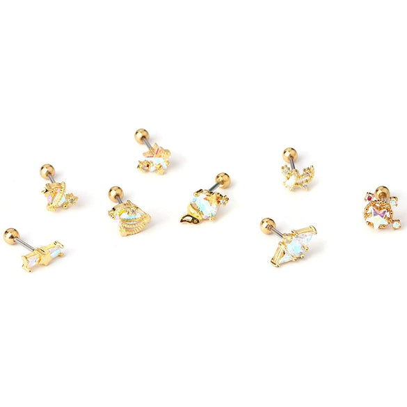 Stainless Steel Geometric Electroplating Women's Ear Nail Puncture Earrings