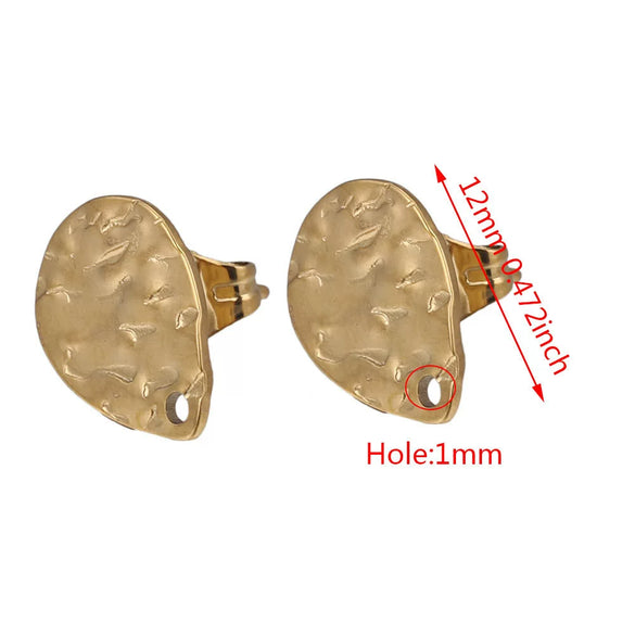 Stainless Steel Geometric Embossed Earring Piece Jewelry Accessories For Earrings Making With Electroplating And 18K Gold Plating