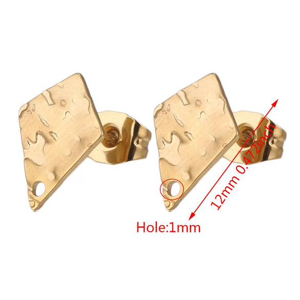 Stainless Steel Geometric Embossed Earring Piece Jewelry Accessories For Earrings Making With Electroplating And 18K Gold Plating