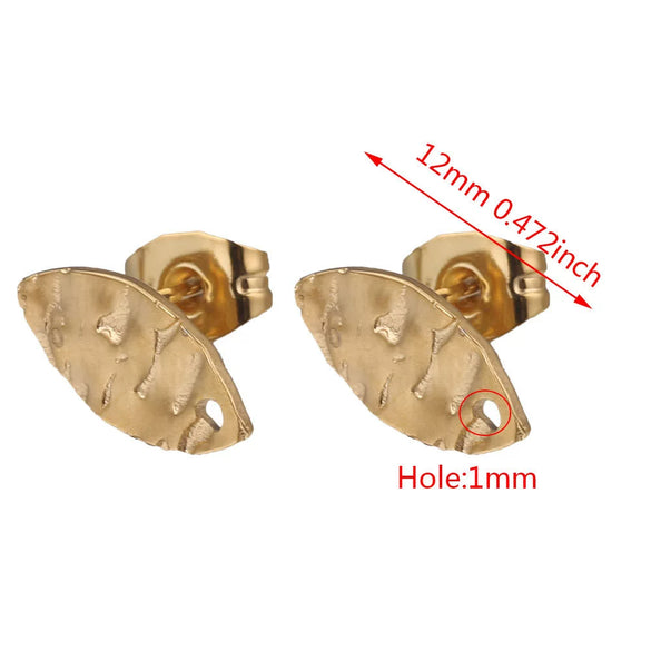Stainless Steel Geometric Embossed Earring Piece Jewelry Accessories For Earrings Making With Electroplating And 18K Gold Plating