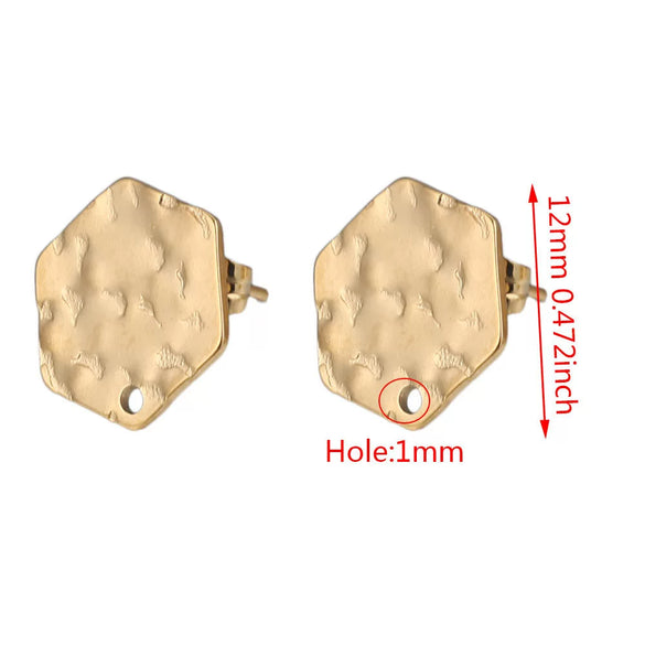 Stainless Steel Geometric Embossed Earring Piece Jewelry Accessories For Earrings Making With Electroplating And 18K Gold Plating