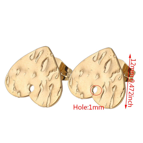 Stainless Steel Geometric Embossed Earring Piece Jewelry Accessories For Earrings Making With Electroplating And 18K Gold Plating