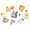 Stainless Steel Geometric Embossed Electroplated Earrings For Diy Making