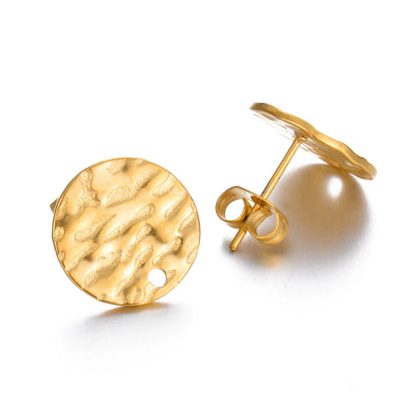 Stainless Steel Geometric Embossed Electroplated Earrings For Diy Making