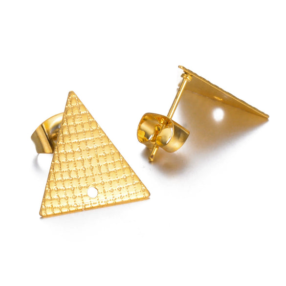 Stainless Steel Geometric Embossed Electroplated Earrings For Diy Making