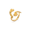Stainless Steel Geometric Embrace Opening Adjustable Ring For Women With Real Gold Electroplated Treatment