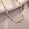 Stainless Steel Geometric Enamel Devil's Eye Clavicle Chain Necklace Electroplated Jewelry