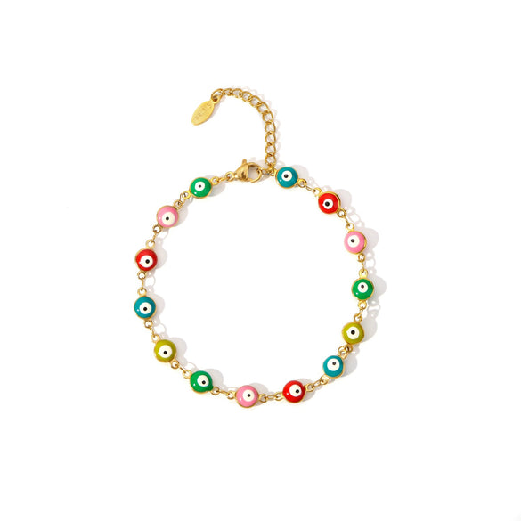 Stainless Steel Geometric Evil Eye Women's Bracelet With Electroplating