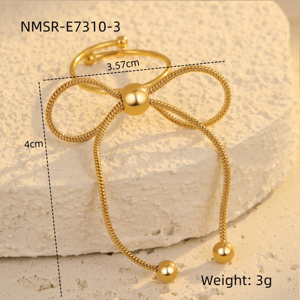 Stainless Steel Geometric Exaggerated And Versatile Asymmetrical Ring Plated With 18K Gold