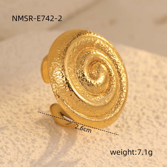 Stainless Steel Geometric Exaggerated And Versatile Asymmetrical Ring Plated With 18K Gold