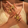 Stainless Steel Geometric Exaggerated And Versatile Asymmetrical Ring Plated With 18K Gold