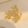 Stainless Steel Geometric Exaggerated And Versatile Asymmetrical Ring Plated With 18K Gold