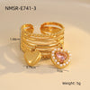 Stainless Steel Geometric Exaggerated And Versatile Asymmetrical Ring Plated With 18K Gold