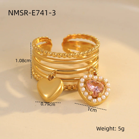 Stainless Steel Geometric Exaggerated And Versatile Asymmetrical Ring Plated With 18K Gold