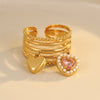 Stainless Steel Geometric Exaggerated And Versatile Asymmetrical Ring Plated With 18K Gold