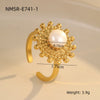 Stainless Steel Geometric Exaggerated And Versatile Asymmetrical Ring Plated With 18K Gold