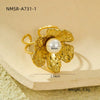 Stainless Steel Geometric Exaggerated And Versatile Asymmetrical Ring Plated With 18K Gold