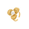 Stainless Steel Geometric Exaggerated And Versatile Asymmetrical Ring Plated With 18K Gold