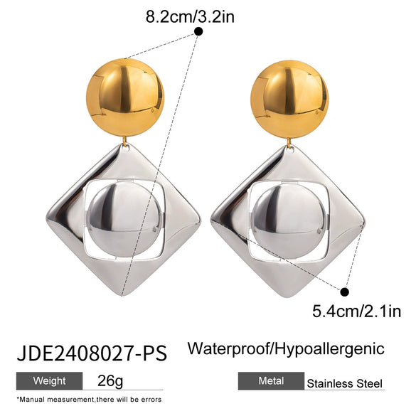 Stainless Steel Geometric Exaggerated Electroplated Women's Earrings