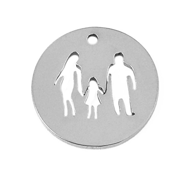Stainless Steel Geometric Family Round Happiness Diy Pendant Jewelry Accessories